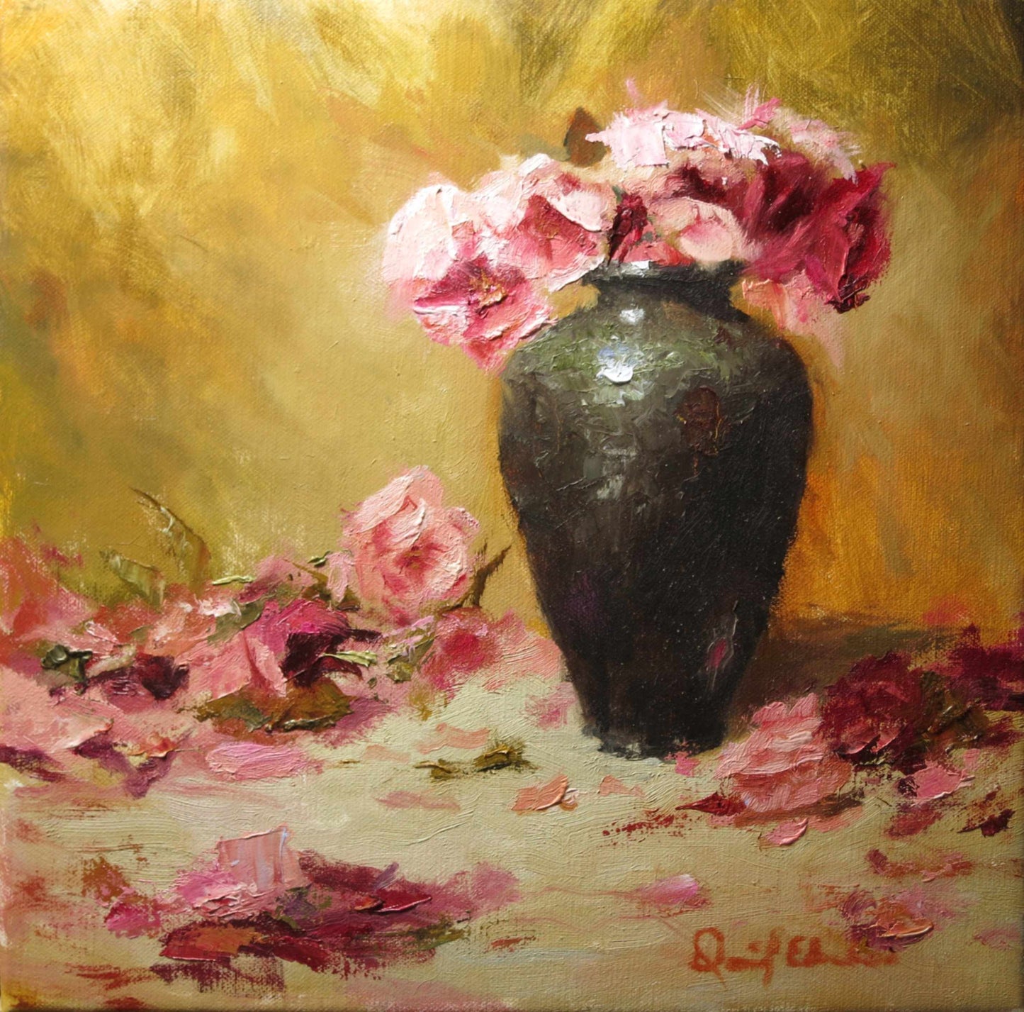 "Black Vase With Flowers"