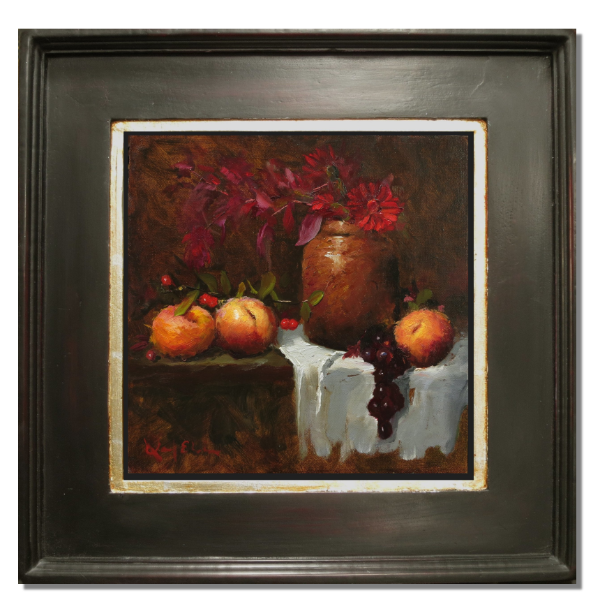 "Red Daisies and Peaches"